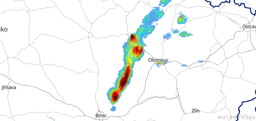 Pondělní bouřky na Moravě