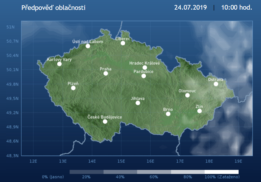 Středa bude jasná, nejvyšší teploty opět tropické
