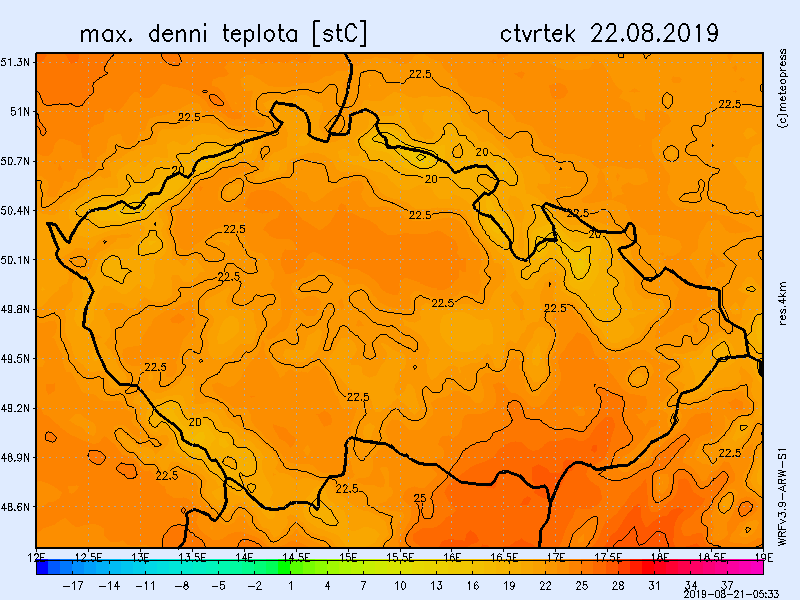 Čtvrtek bude polojasný s teplotami do 25 °C