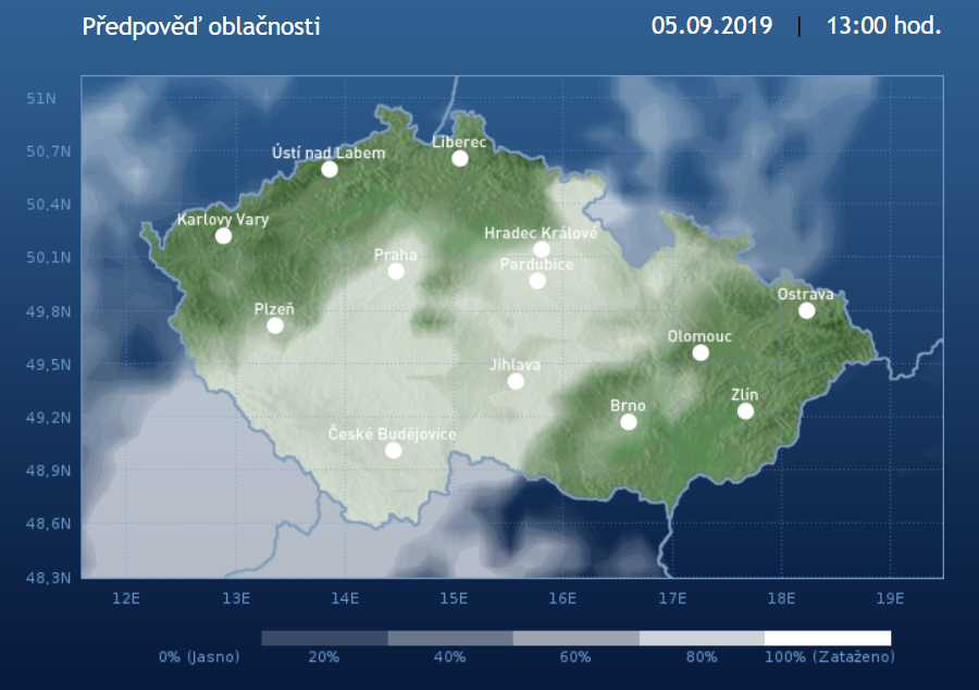 Ve čtvrtek přinese studená fronta déšť