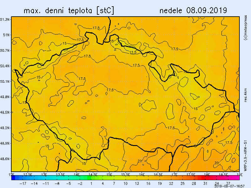 Nedělní nejvyšší teploty se budou pohybovat kolem 20 °C