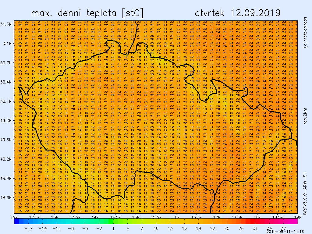Ve čtvrtek budou nejvyšší denní teploty dosahovat k 24 °C