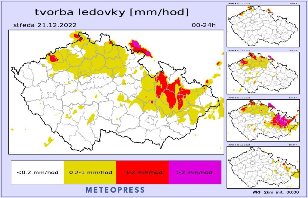 Ve středu od jihozápadu postupné oteplování, ale místy se ještě objeví mrznoucí déšť